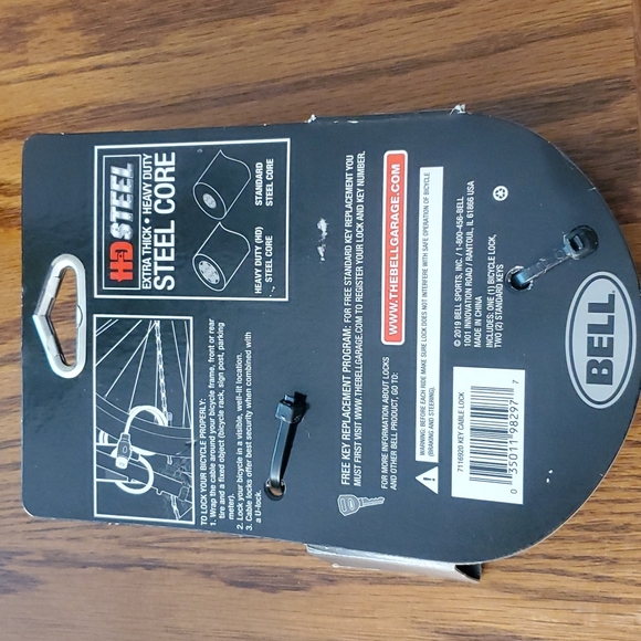 Bell key cable lock 8mm x 6 ft for bicycle - Picture 2 of 2